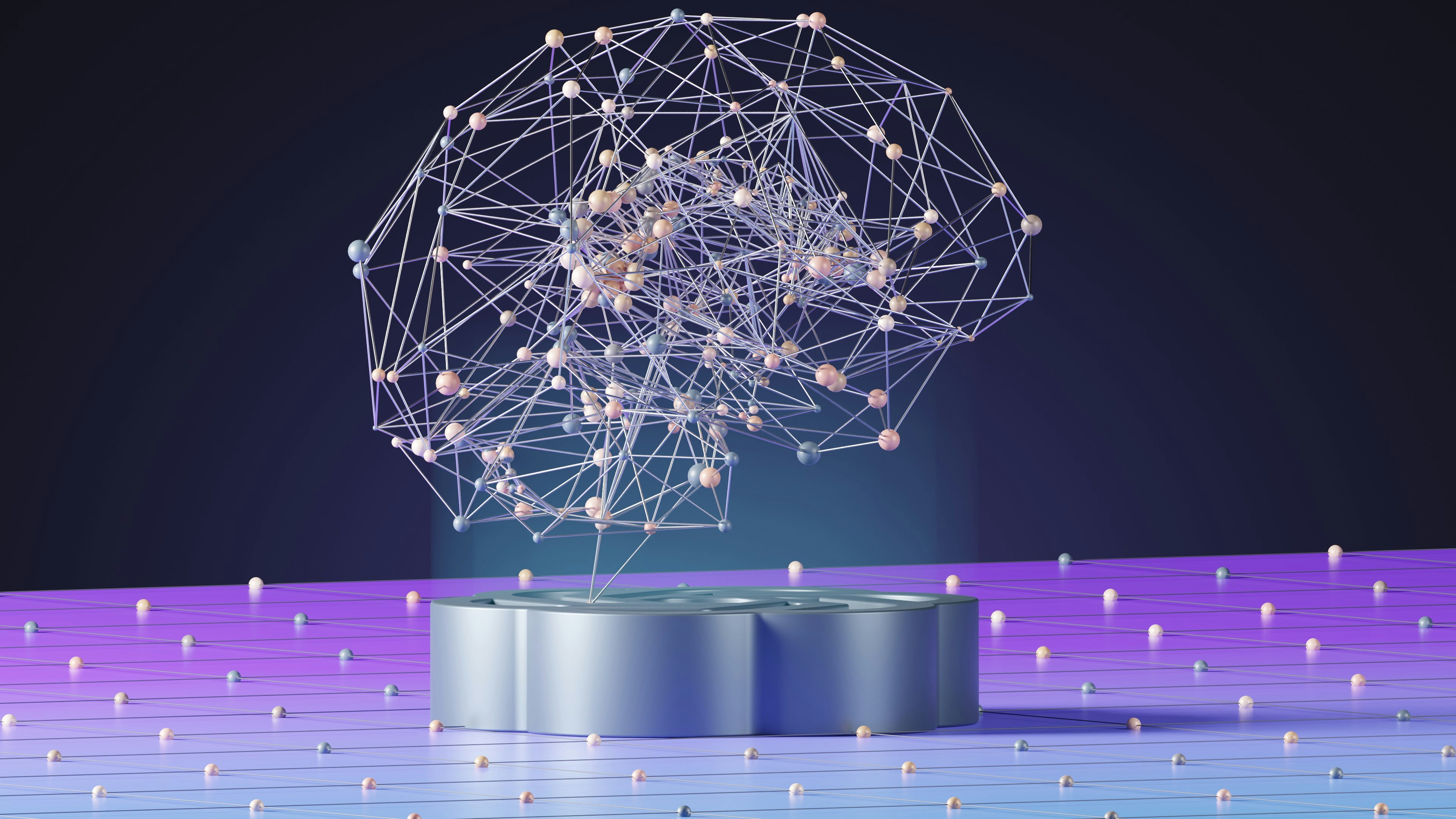 Abstract visualization of AI and machine learning technology processing data