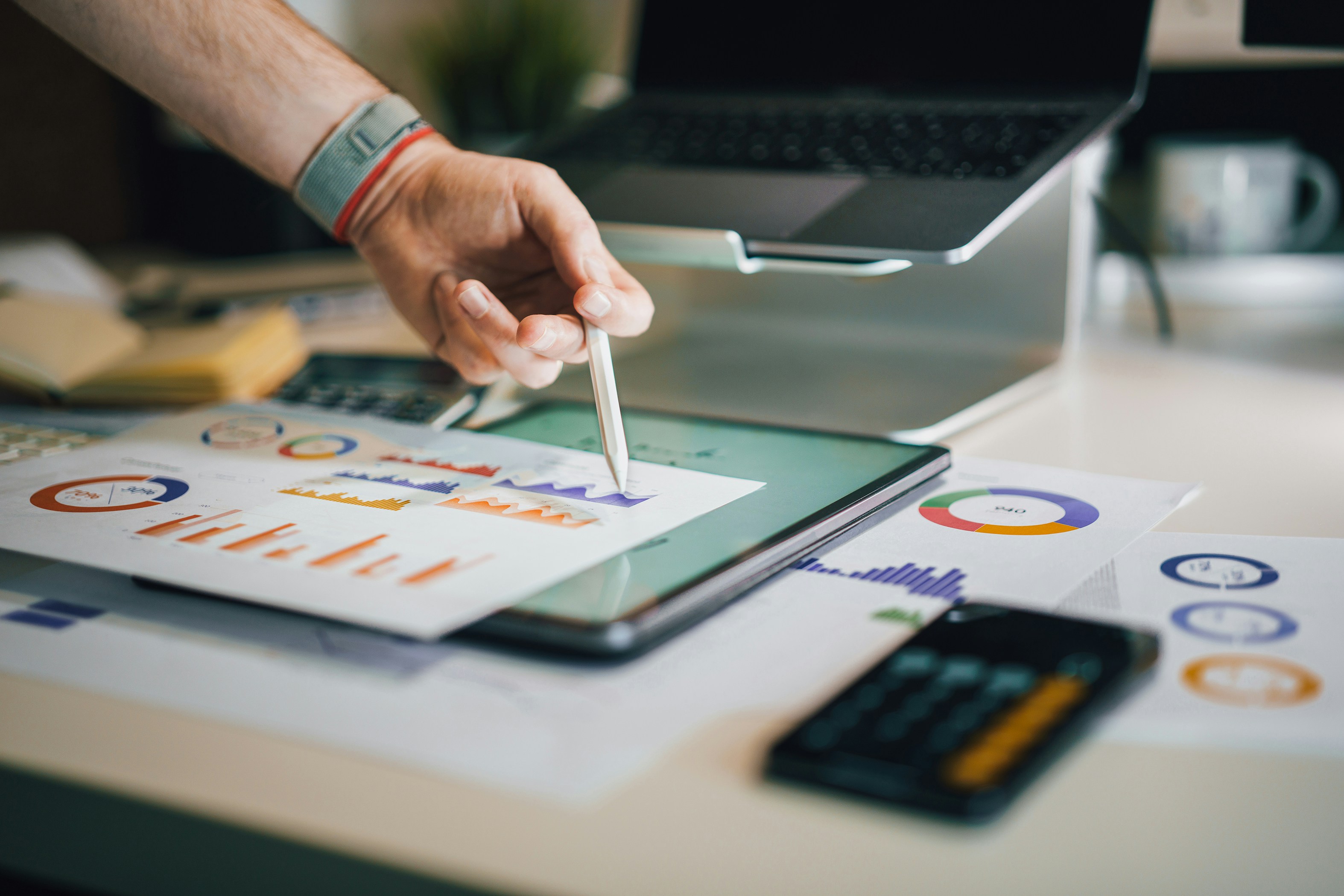 Financial report showing PDF order data with automated processing visualization